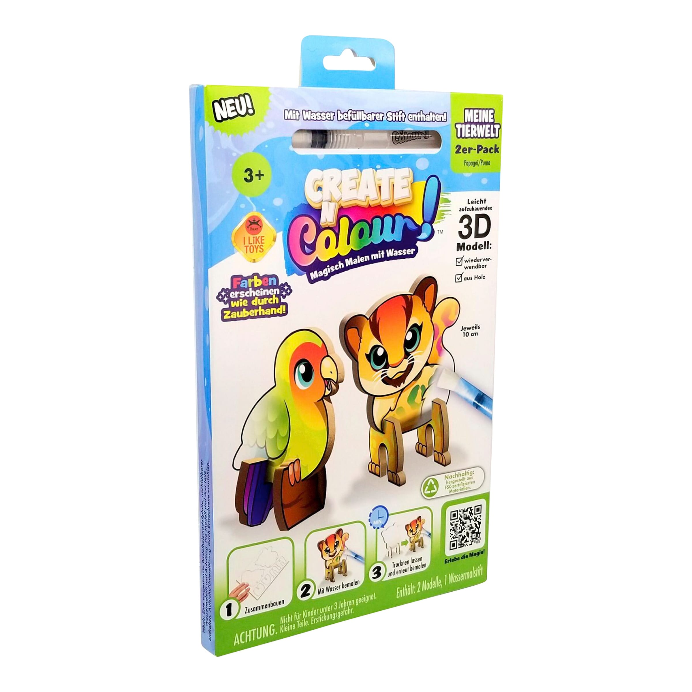 Create N Colour Bastel-Set Meine Tierwelt - Puma + Papagei
