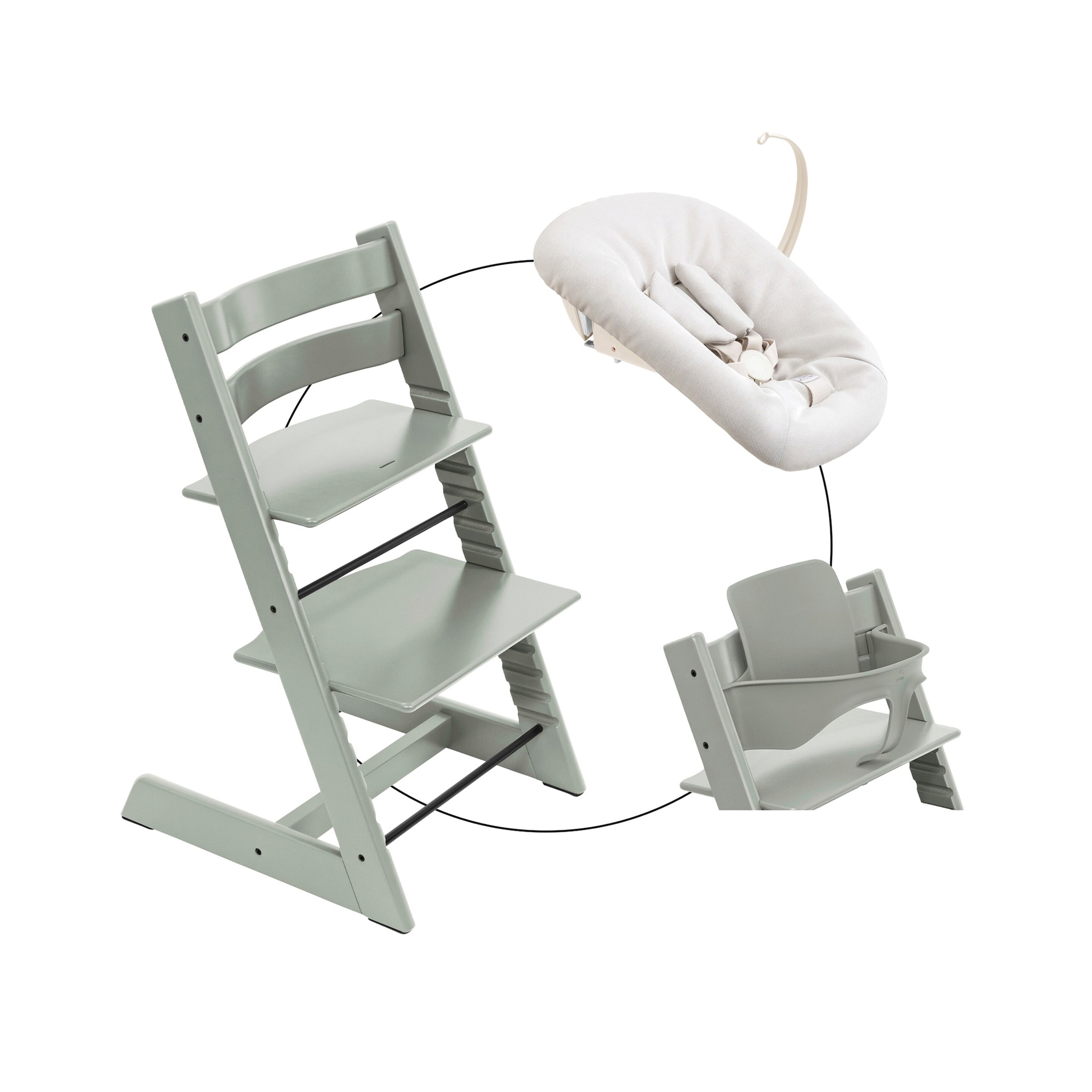 Stokke® Tripp Trapp® Bundle Treppenhochstuhl inklusive Newbornset Vanilla White & Babyset