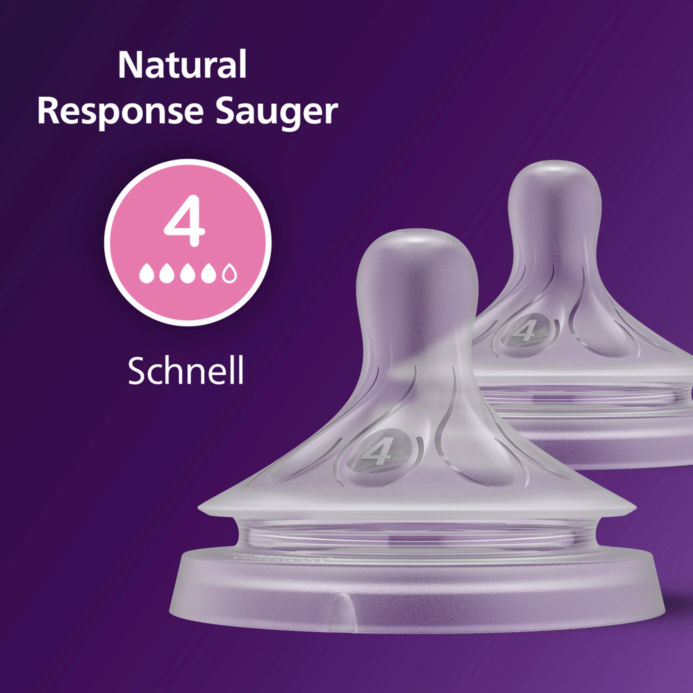 Philips Avent 2er-Pack Natural Response Sauger, Silikon, Stufe 4, ab 3M