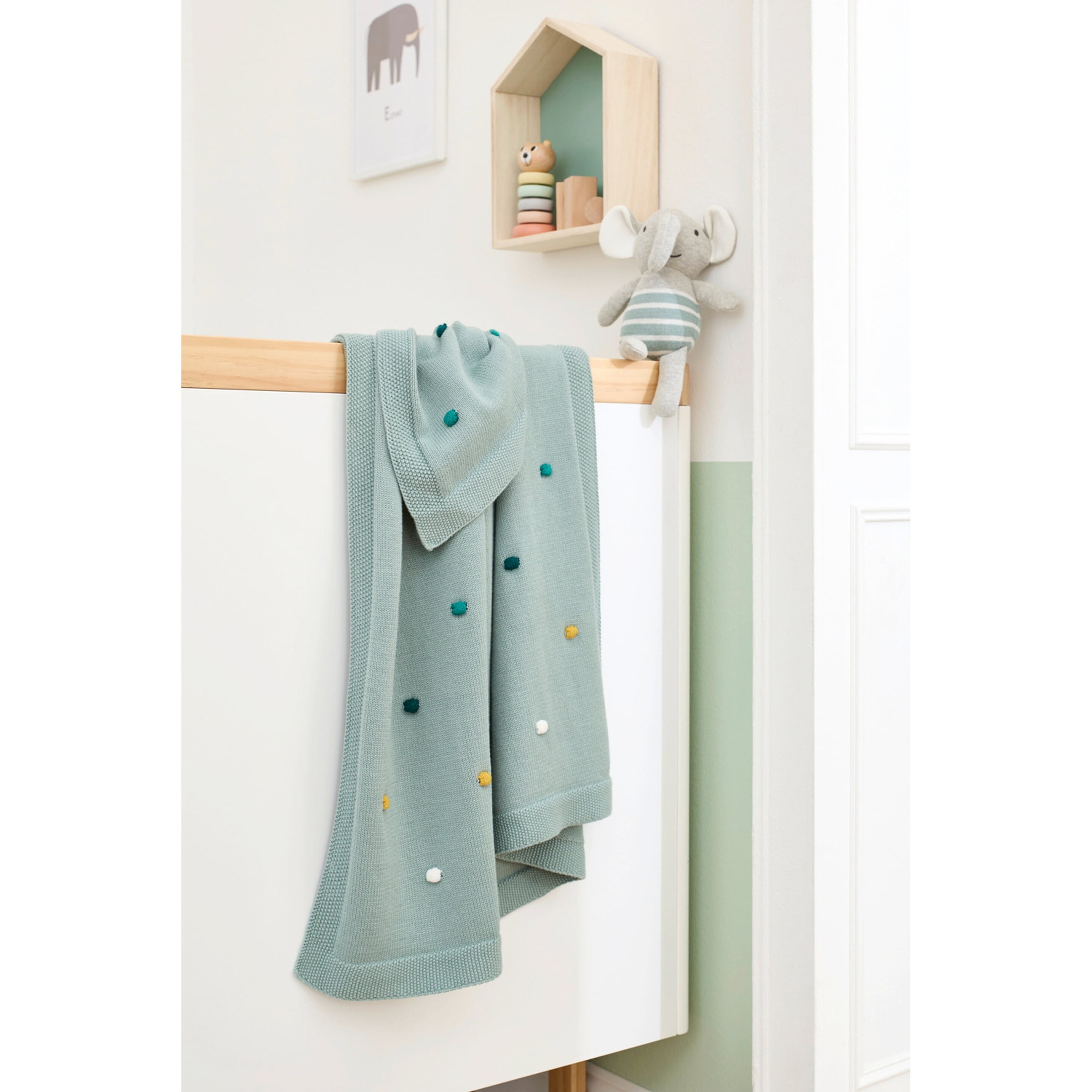 Bornino Home Babydecken-Set mit Greifling Elefant 80x100 cm