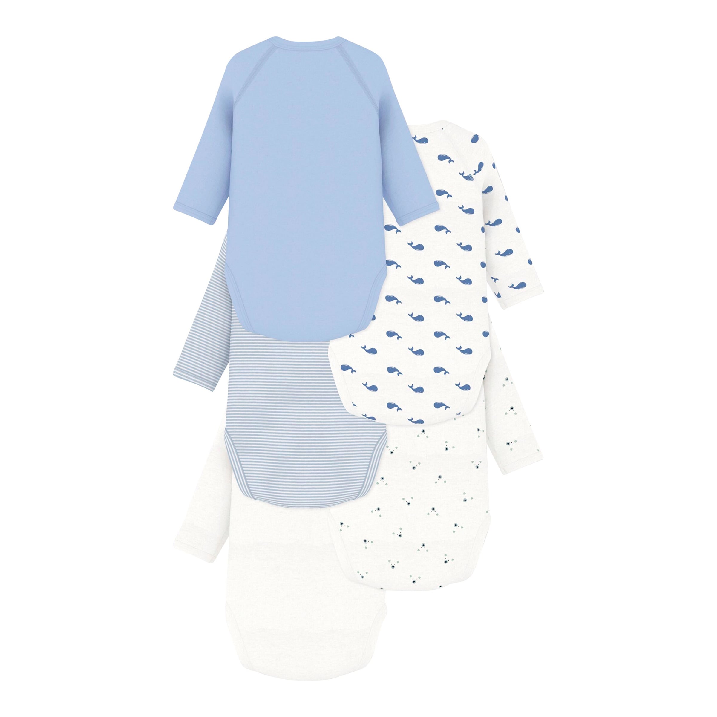 Petit Bateau 5er-Pack Wickelbodys langarm Ringel Wale Bären