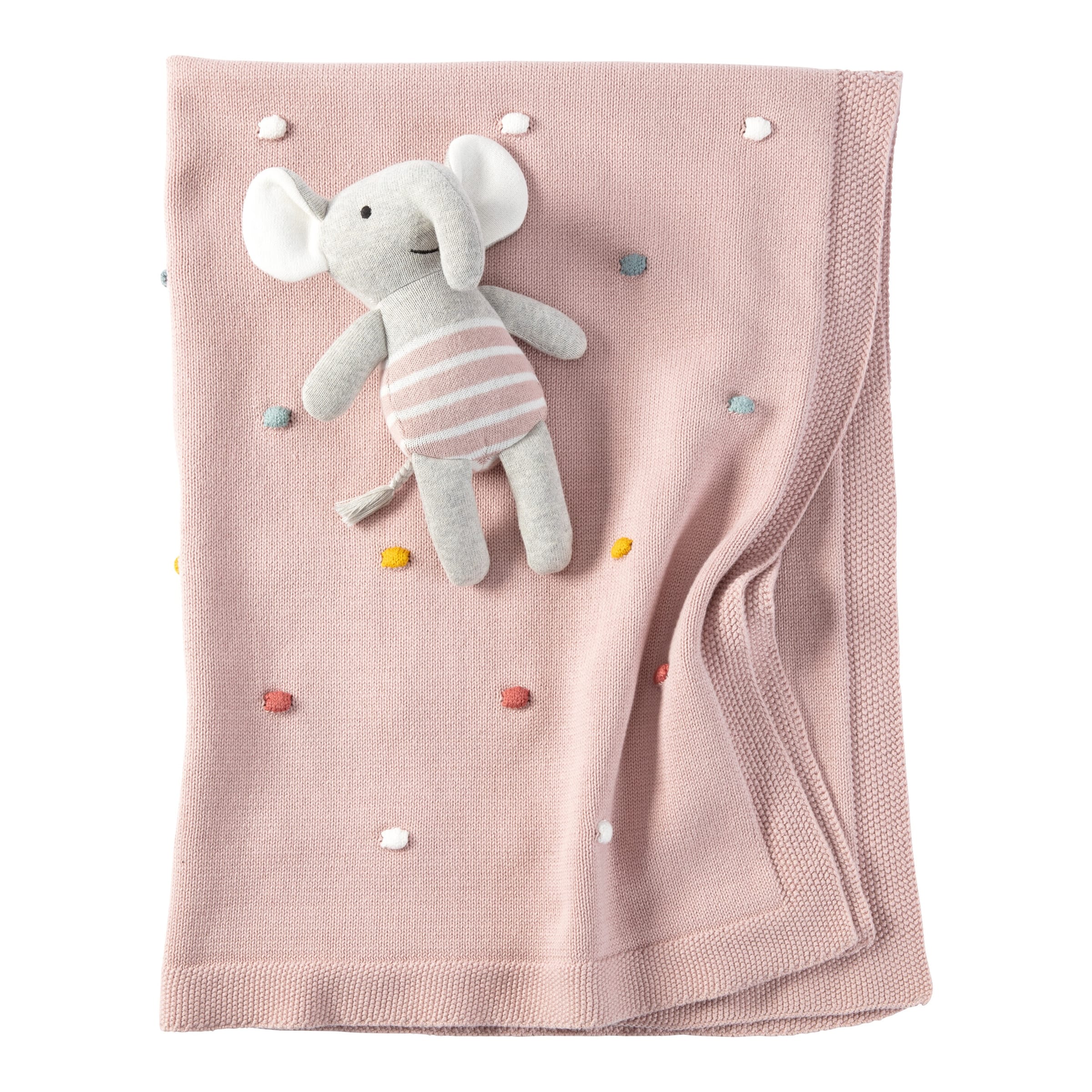 Bornino Home Babydecken-Set mit Greifling Elefant 80x100 cm