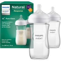 Philips Avent 2er-Pack Babyflasche Natural Response, Glas, 240ml, ab 1M