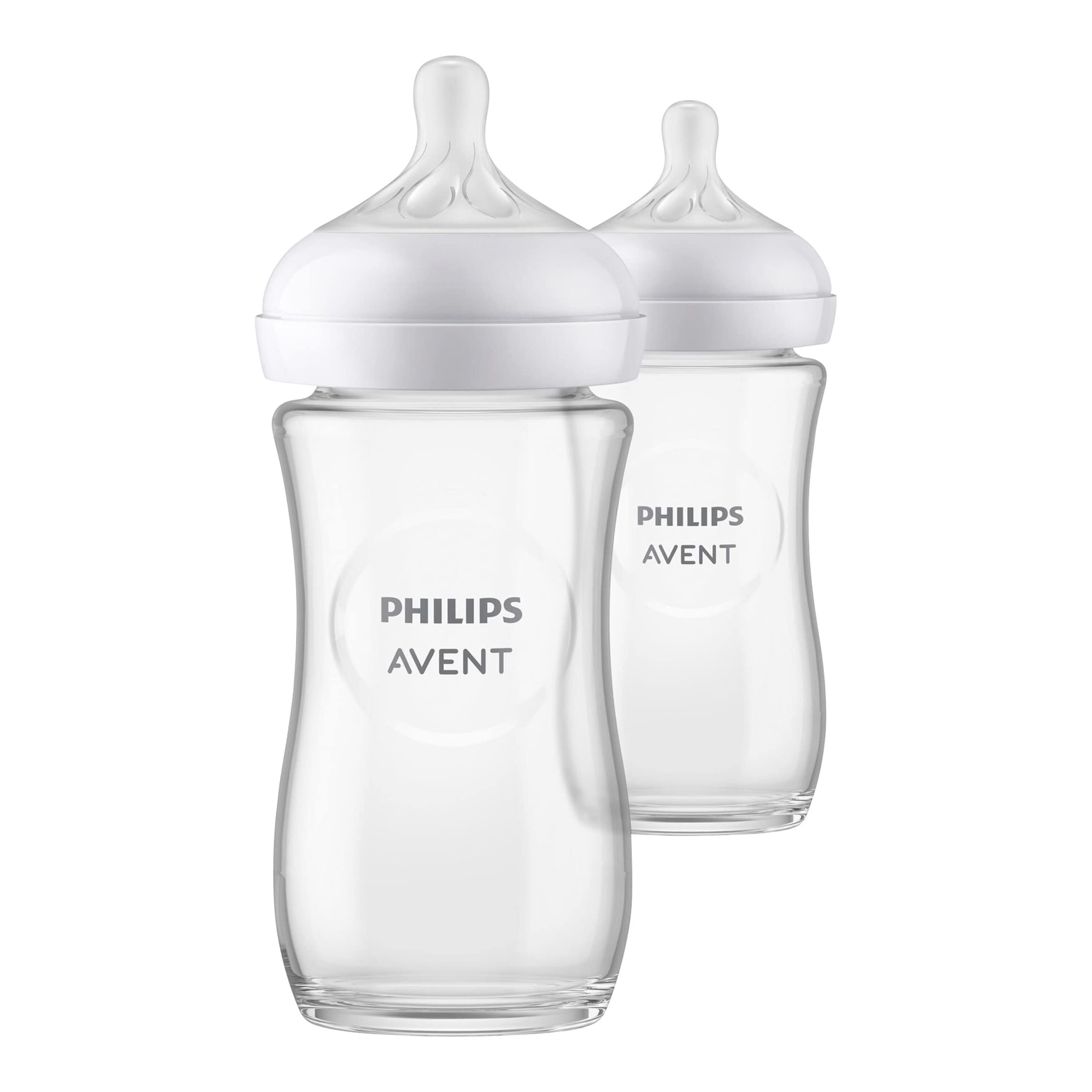 Philips Avent 2er-Pack Babyflasche Natural Response, Glas, 240ml, ab 1M