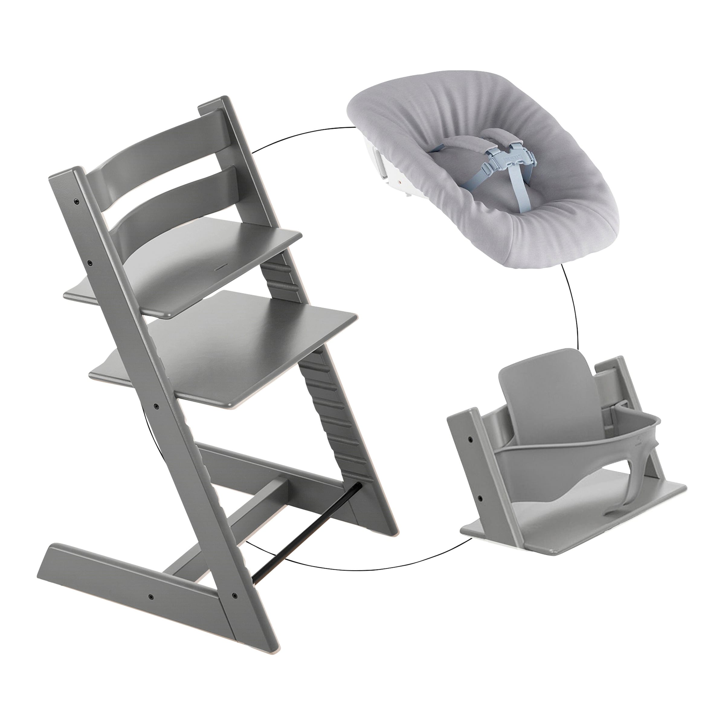 Stokke® Tripp Trapp® Bundle Treppenhochstuhl inkl. Newbornset Light Grey & Babyset