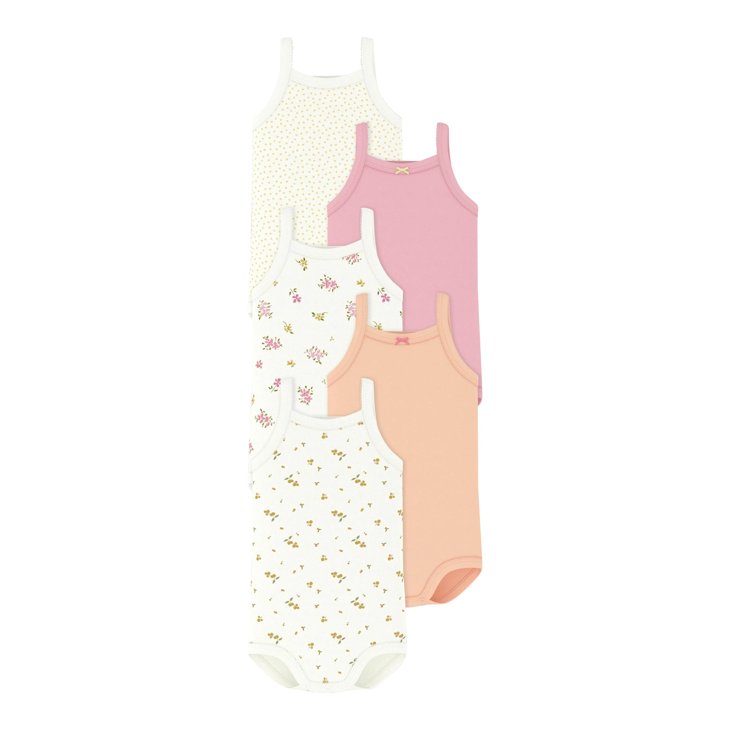 Petit Bateau 5er-Pack Bodys ohne Arm Blumen Punkte