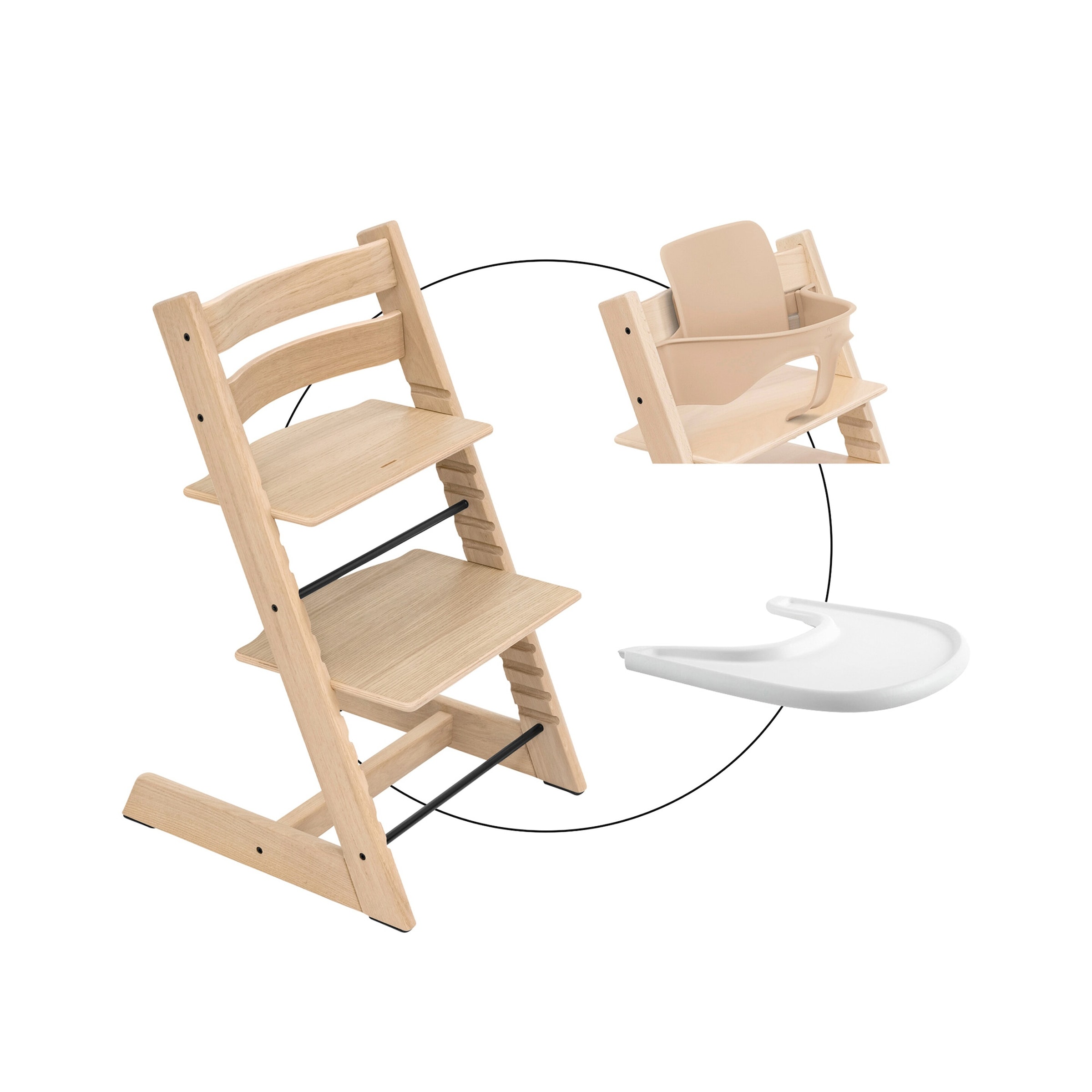 Stokke® Tripp Trapp® Bundle Treppenhochstuhl Eiche inkl. Babyset & Tray